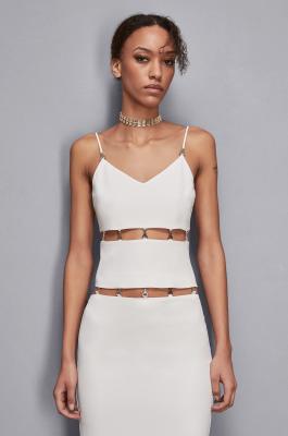 Slim fit top with cut-out, White, Patrizia Pepe