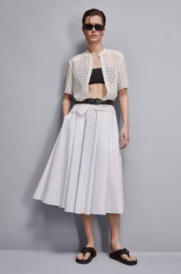 Poplin midi skirt, White, Patrizia Pepe