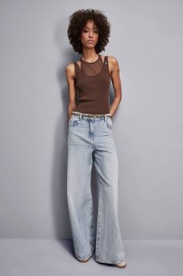 Double layer tank top, Brown, Patrizia Pepe