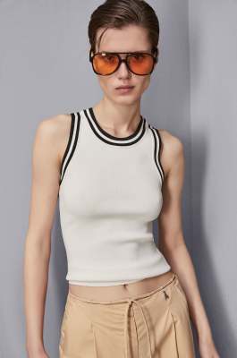 Sleeveless ribbed knit top, White, Patrizia Pepe