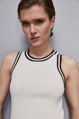 Sleeveless ribbed knit top, White, Patrizia Pepe