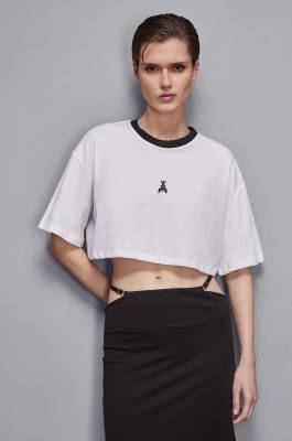 Cropped cotton t-shirt, White, Patrizia Pepe
