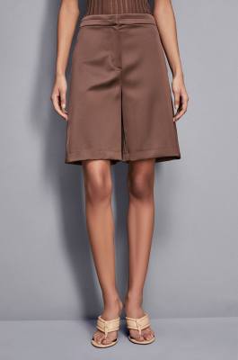Satin-Bermudas mit niedrigem Bund, Braun, Patrizia Pepe