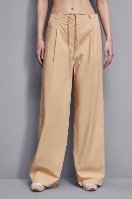 Low-waisted cotton palazzo fit pants, Apricot, Patrizia Pepe