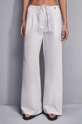 Low-waisted cotton palazzo fit pants, White, Patrizia Pepe