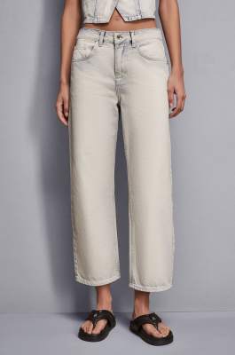 Bleached denim pants, Blue, Denim