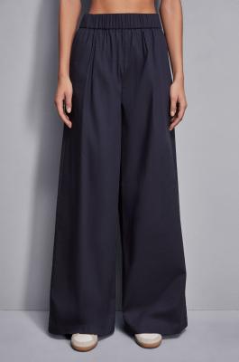 High-waisted palazzo pants in cotton, Blue, Patrizia Pepe