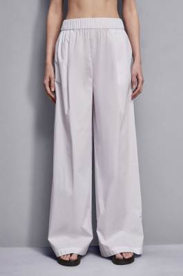 High-waisted palazzo pants in cotton, White, Patrizia Pepe