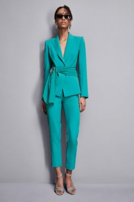 Pantalon cigarette taille basse, Vert, Patrizia Pepe