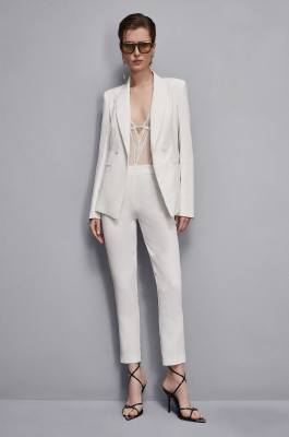 Pantalon cigarette taille basse, Blanc, Patrizia Pepe