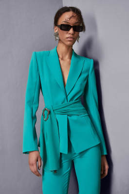 Fitted crêpe sablé blazer, Green, Patrizia Pepe