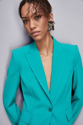 Fitted crêpe sablé blazer, Green, Patrizia Pepe