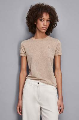 Essential knit T-shirt, Beige, Patrizia Pepe
