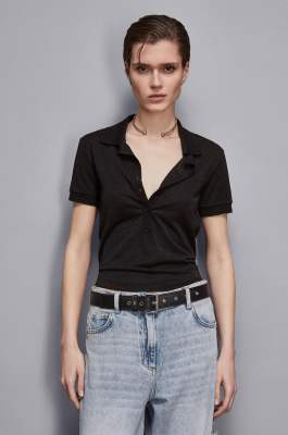 Essential knit T-shirt, Black, Patrizia Pepe