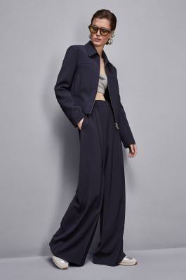 Pantalon palazzo « Essential », Bleu, Patrizia Pepe