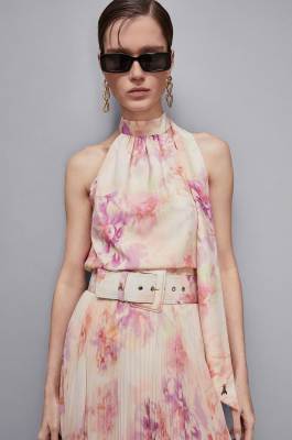 High waisted belt with flower print, Multicolor, Patrizia Pepe