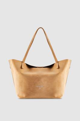 Suede leather shopping bag, Beige, Patrizia Pepe