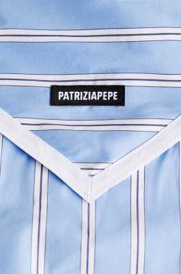 Foulard multi-usage en popeline rayée stretch, Bleu, Patrizia Pepe