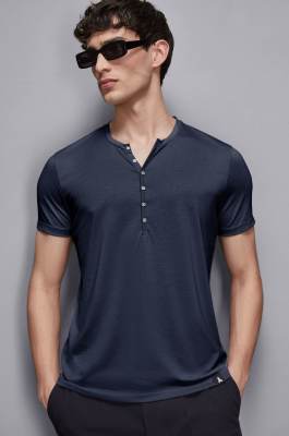 Cotton t-shirt with buttons, Light Blue, Patrizia Pepe