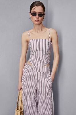 Striped cotton corset top, Multicolor, Patrizia Pepe