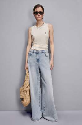 Stretch linen tank top, Beige, Patrizia Pepe