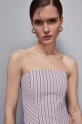 Striped cotton corset top, Multicolor, Patrizia Pepe