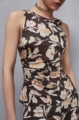 Jersey-Top mit Blumenprint, Mehrfarbig, Patrizia Pepe