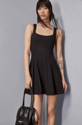 Short bustier dress in poplin, Black, Patrizia Pepe