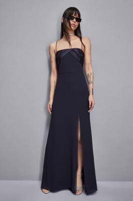 Figurbetontes, fließendes Festkleid aus Georgette, Blau, Patrizia Pepe