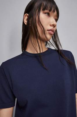 Knitted T-shirt, Blue, Patrizia Pepe