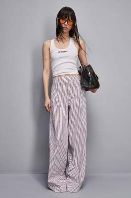 Striped poplin palazzo trousers, Multicolor, Patrizia Pepe