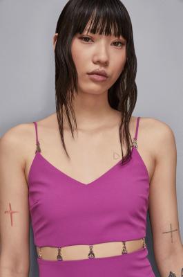 Schmal geschnittenes Top mit Cut-out, Violett, Patrizia Pepe