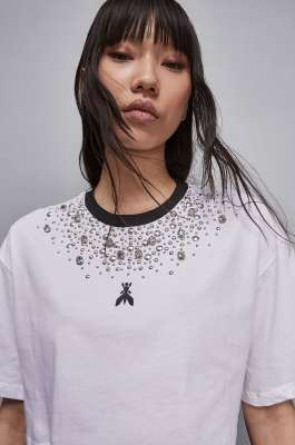 Cropped-T-Shirt aus Baumwoll-Jersey, Weiß, Patrizia Pepe