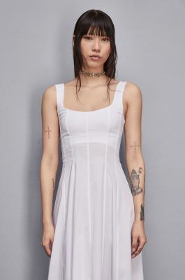 Midi bustier dress in poplin, White, Patrizia Pepe