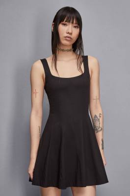 Short bustier dress in poplin, Black, Patrizia Pepe