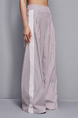 Striped poplin palazzo trousers, Multicolor, Patrizia Pepe