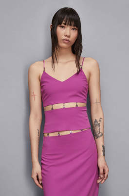 Schmal geschnittenes Top mit Cut-out, Violett, Patrizia Pepe