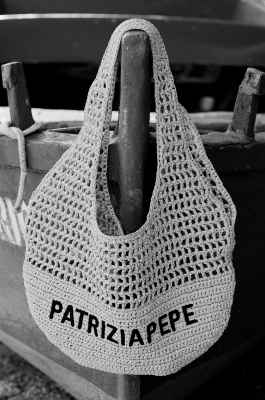 Woven hobo bag with embroidery, Beige, Patrizia Pepe