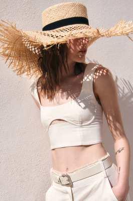 Essential viscose fitted top, Beige, Patrizia Pepe