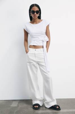 T-shirt with sash, White, Patrizia Pepe
