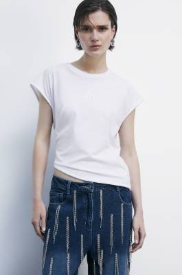 Sleeveless t-shirt with print on the back, White, Patrizia Pepe