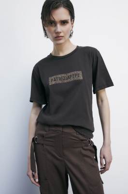 Essential regular fit cotton t-shirt, Brown, Patrizia Pepe