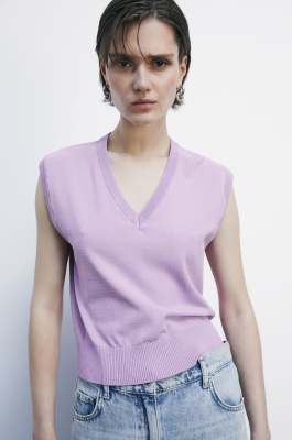 Gilet en maille, Violet, Patrizia Pepe