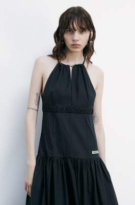 Poplin ankle-length dress, Black, Patrizia Pepe
