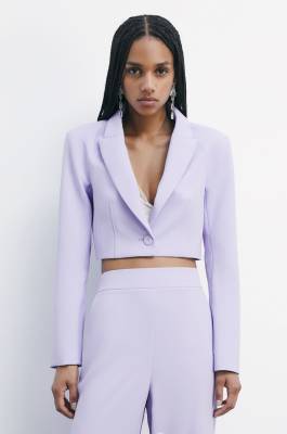 Veste cropped en crêpe sablé, Violet, Patrizia Pepe