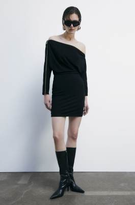 Abito mini full zip in jersey stretch, Nero, Patrizia Pepe