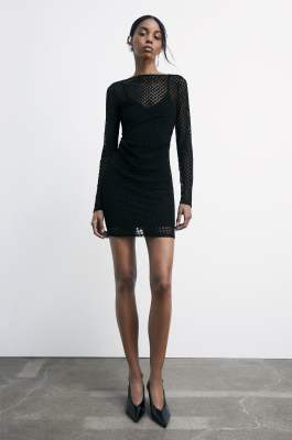 Abito mini stretch con dettagli glitter, Nero, Patrizia Pepe