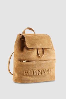 IM(PERFECTION) suede backpack with zipper pocket, Beige, Patrizia Pepe