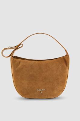 Suede hobo bag with adjustable shoulder strap, Beige, Patrizia Pepe