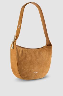 Suede hobo bag with adjustable shoulder strap, Beige, Patrizia Pepe